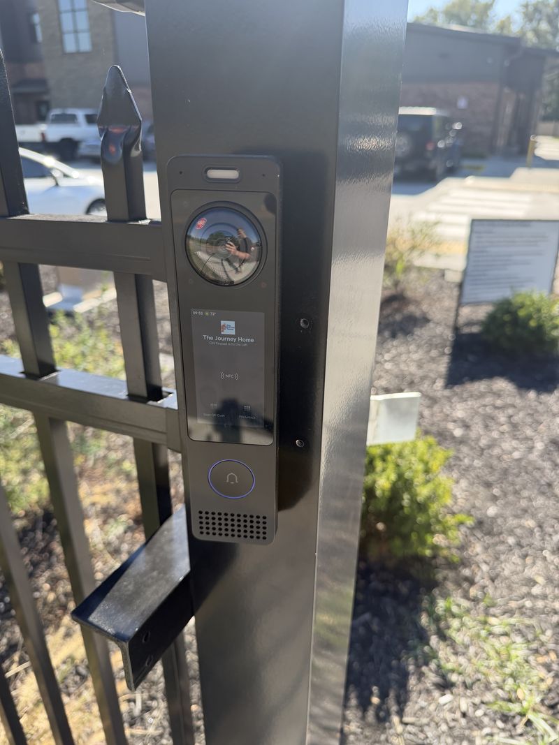 UniFi Access intercom on the pedestrian gate at The Journey Home