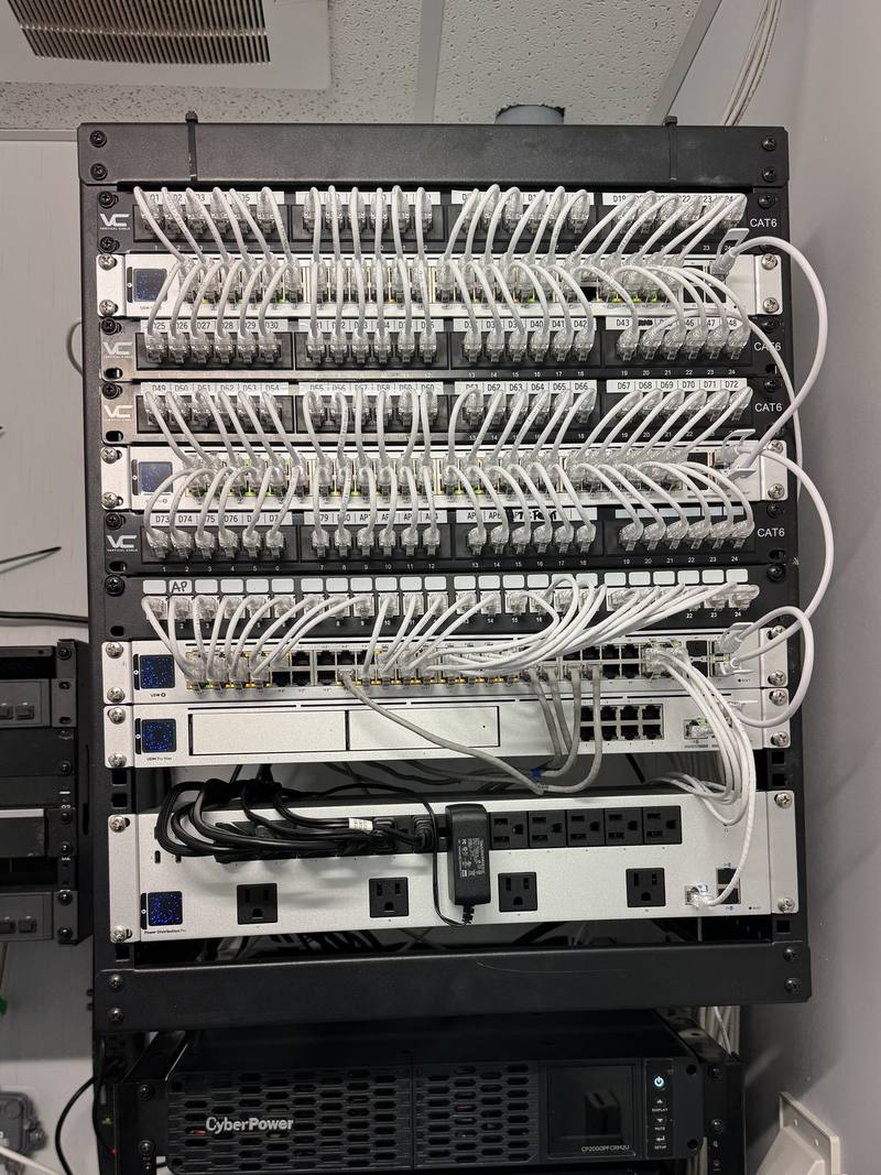 UniFi switches and console in The Journey Home network rack